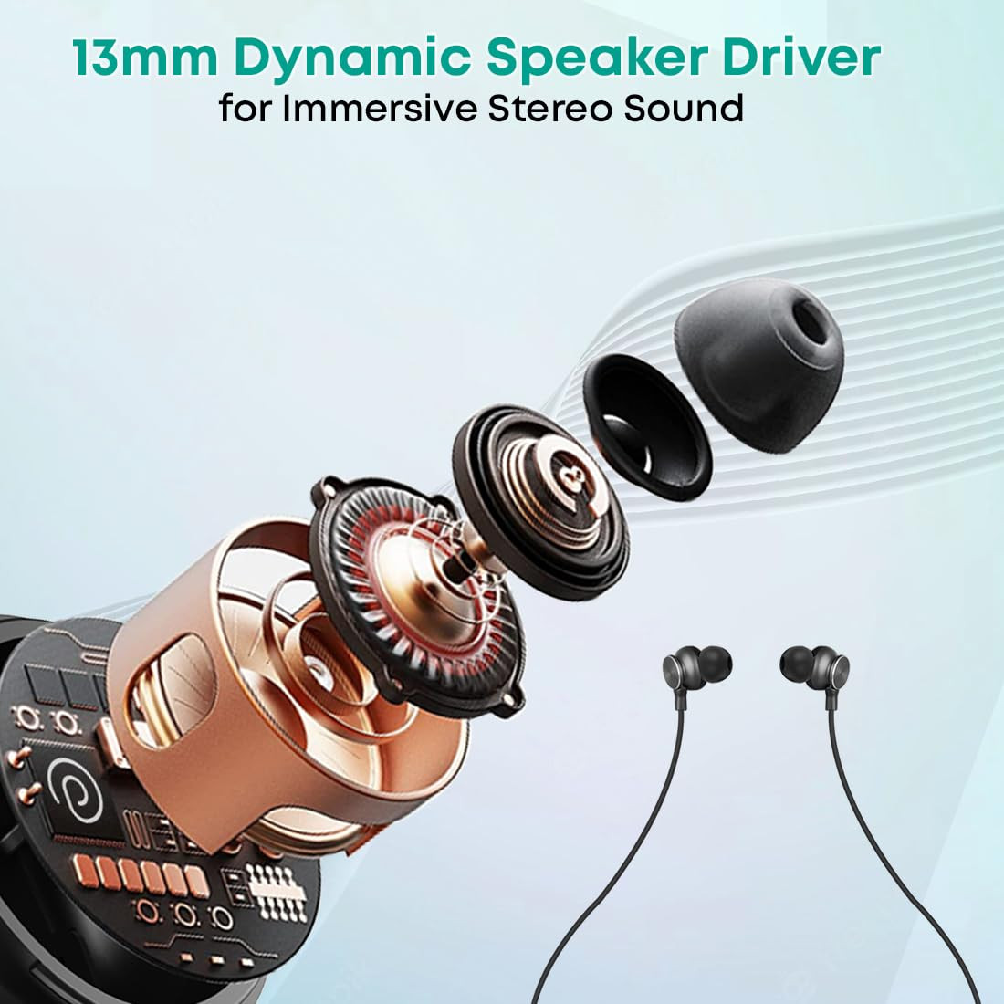 pTron InTunes Classic Bluetooth 52 Wireless in-Ear Headphones with Mic 24H Playback 13mm Driver Fast Charging Type-C Neckband Dual Pairing Voice Assist IPX4 Water Resistant Jet BlackGreen