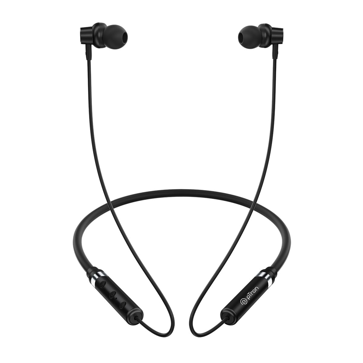 pTron InTunes Magic in-Ear Bluetooth 50 Wireless Headphones with Deep Bass 18H Playtime Clear Calls Dual Device Pairing Wireless Neckband Fast Type-C Charge Voice Assistant IPX4 Jet Black