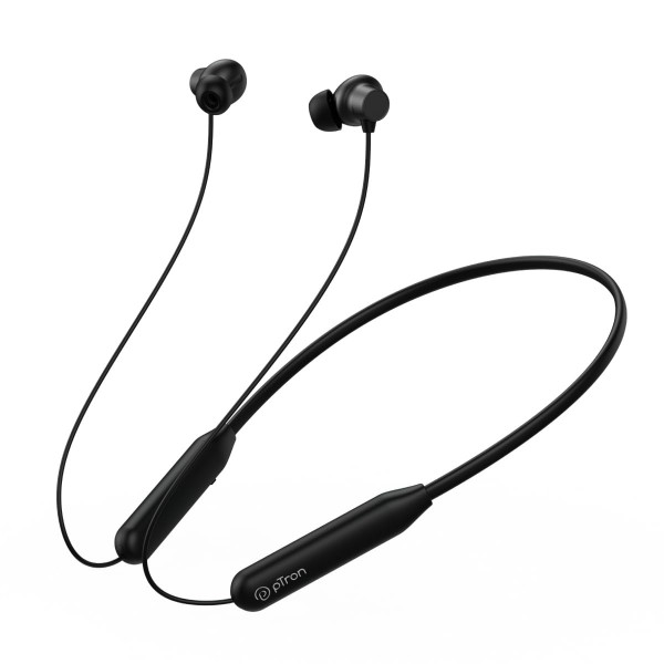 Image of pTron Newly Launched Tangent Eon in-Ear Bluetooth 5.3 Wireless Headphones, 45H Playtime, HD Mic &amp; TruTalk AI-ENC Calls, Movie/Music Modes, Dual Device Pairing &amp; Type-C Fast Charging &amp; IPX5 (Black)