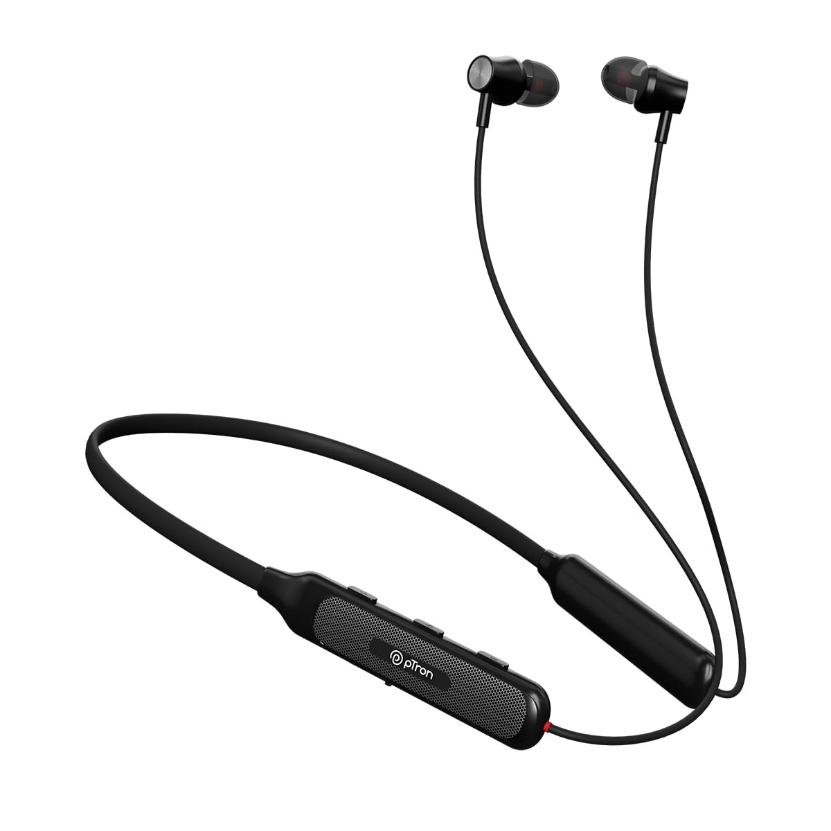 pTron Newly Launched Tangent Evolve with 34Hrs Playtime HD Mic Pristine Sound Bluetooth V53 with Dual-Device Pairing Wireless in Ear Neckband Voice Assistant Type-C Fast Charging IPX4 Black