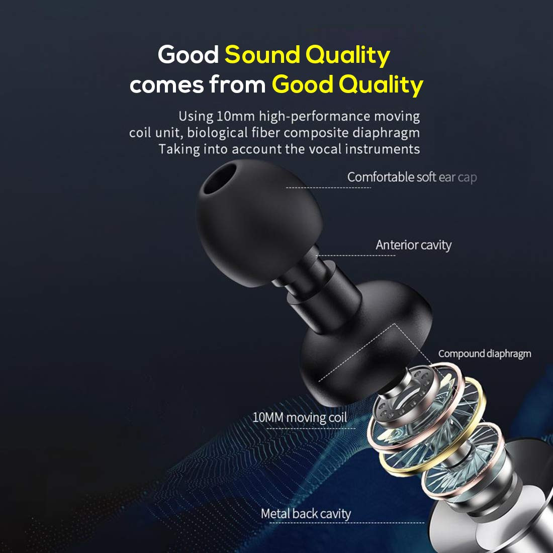 pTron Pride Lite in-Ear Wired in Ear Earphones with in-line Mic 10mm Driver Immersive Sound Metal Buds Compatible with 35mm Aux Port Device 12m Tangle-Free Cable Metallic Black