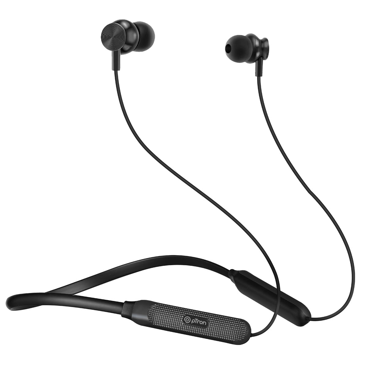 pTron Tangent Duo Bluetooth 52 Wireless in Ear Earphones with Mic 24Hrs Playback 13mm Driver Deep Bass Fast Charging Type-C Neckband Dual Pairing Voice Assistant IPX4 Water Resistant Black