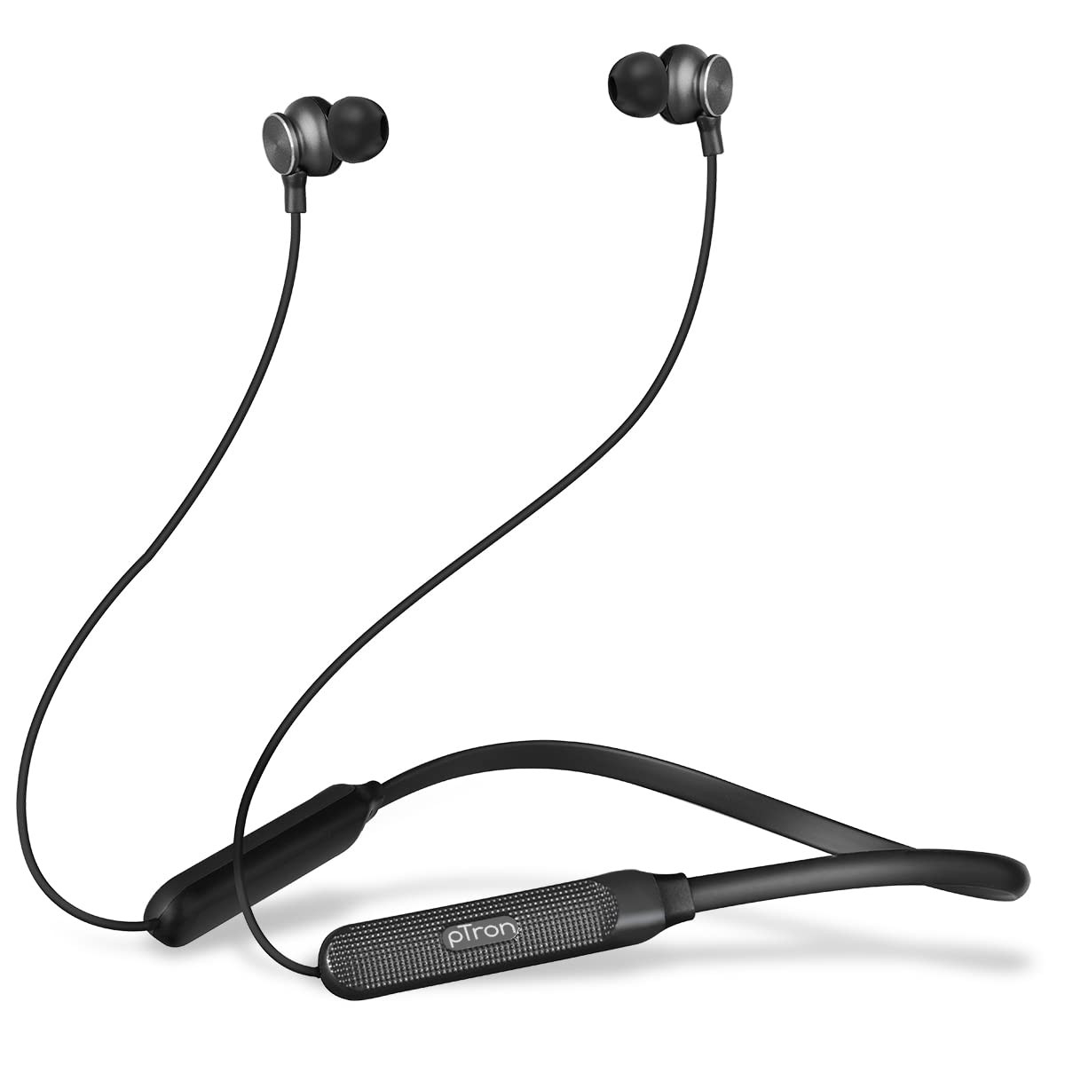 pTron Tangent Duo Bluetooth 52 Wireless in Ear Earphones with Mic 24Hrs Playback 13mm Driver Deep Bass Fast Charging Type-C Neckband Dual Pairing Voice Assistant IPX4 Water Resistant Black