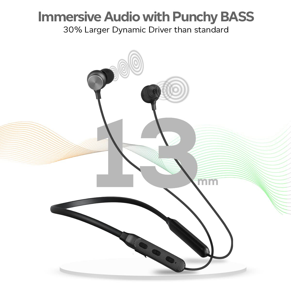 pTron Tangent Duo Bluetooth 52 Wireless in Ear Earphones with Mic 24Hrs Playback 13mm Driver Deep Bass Fast Charging Type-C Neckband Dual Pairing Voice Assistant IPX4 Water Resistant Black