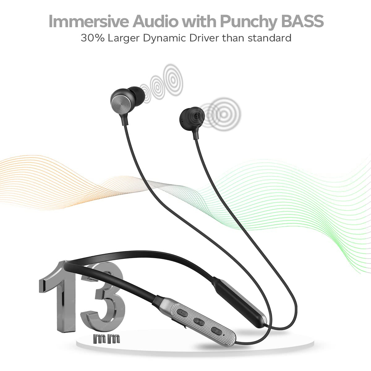 pTron Tangent Duo Bluetooth 52 Wireless in Ear Headphones 13mm Driver Deep Bass HD Calls Fast Charging Type-C Neckband Dual Pairing Voice Assistant IPX4 Water Resistant BlackGrey