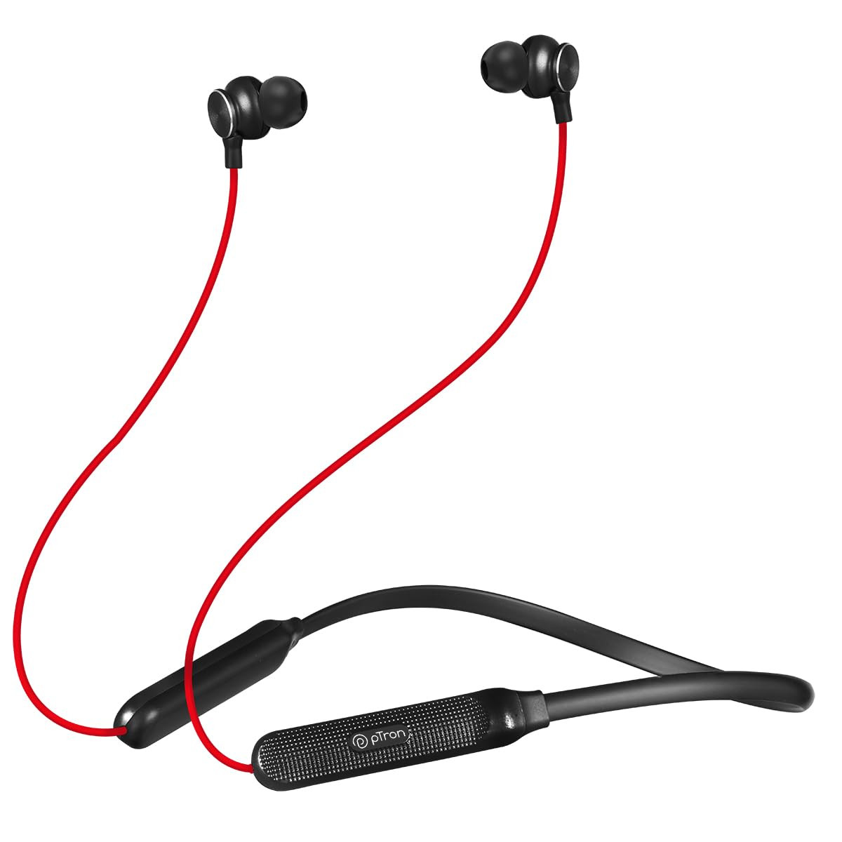 pTron Tangent Duo Bluetooth 52 Wireless in-Ear Headphones 13mm Driver Deep Bass HD Calls Fast Charging Type-C Wireless Neckband Dual Pairing Voice Assistant IPX4 Water Resistant RedBlack
