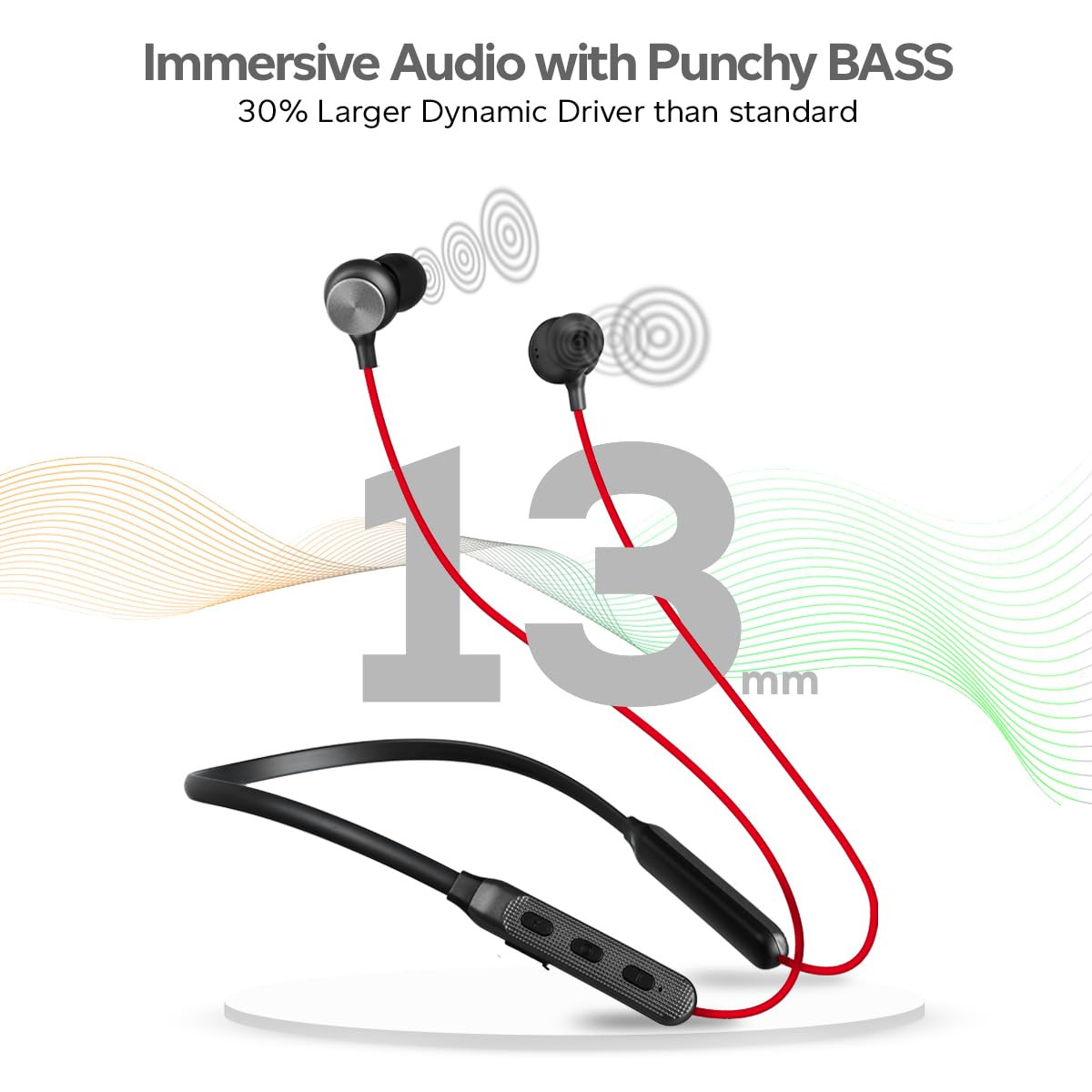 pTron Tangent Duo Bluetooth 52 Wireless in-Ear Headphones 13mm Driver Deep Bass HD Calls Fast Charging Type-C Wireless Neckband Dual Pairing Voice Assistant IPX4 Water Resistant RedBlack
