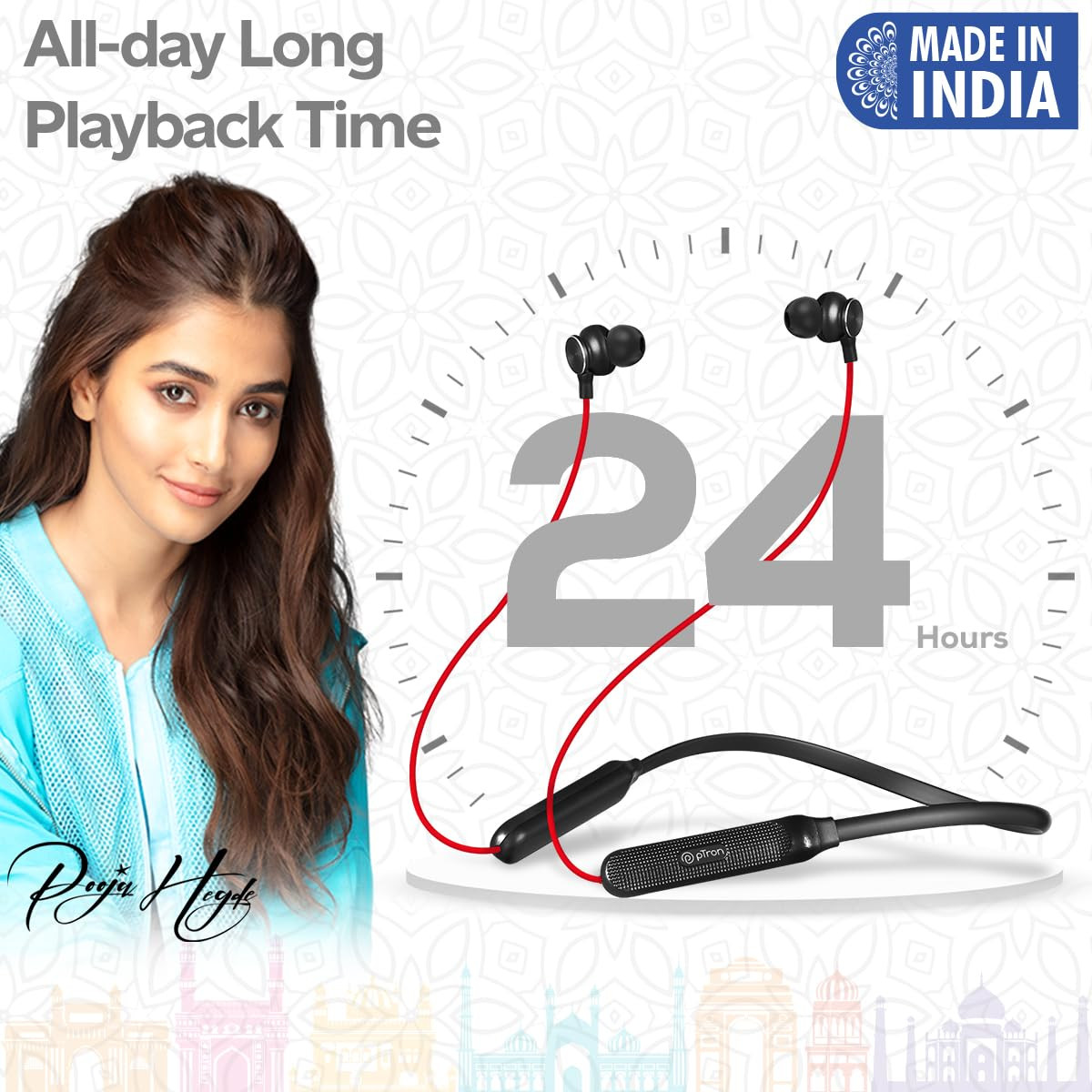 pTron Tangent Duo Bluetooth 52 Wireless in-Ear Headphones 13mm Driver Deep Bass HD Calls Fast Charging Type-C Wireless Neckband Dual Pairing Voice Assistant IPX4 Water Resistant RedBlack