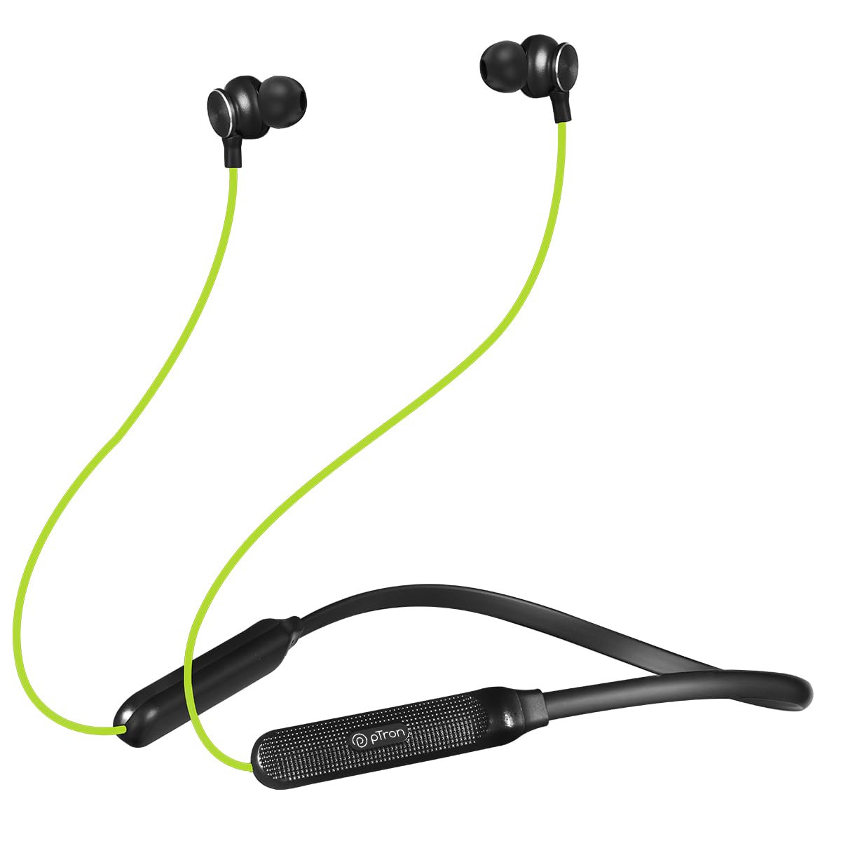 pTron Tangent Duo Bluetooth 52 Wireless in-Ear Headphones 13mm Driver Deep Bass HD Calls Fast Charging Type-C Wireless Neckband Dual PairingVoice Assist IPX4 Water ResistantNeon GreenBlack
