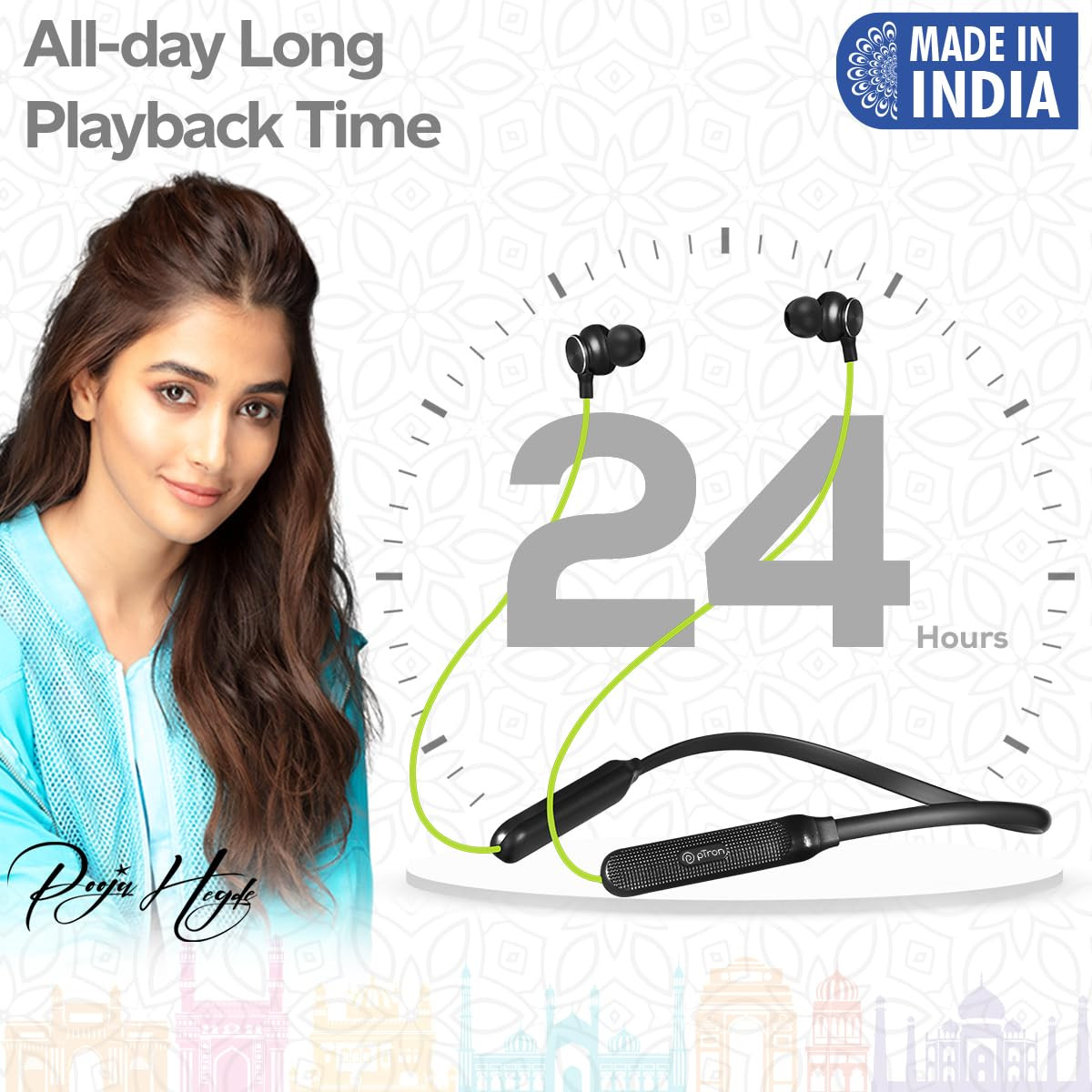 pTron Tangent Duo Bluetooth 52 Wireless in-Ear Headphones 13mm Driver Deep Bass HD Calls Fast Charging Type-C Wireless Neckband Dual PairingVoice Assist IPX4 Water ResistantNeon GreenBlack