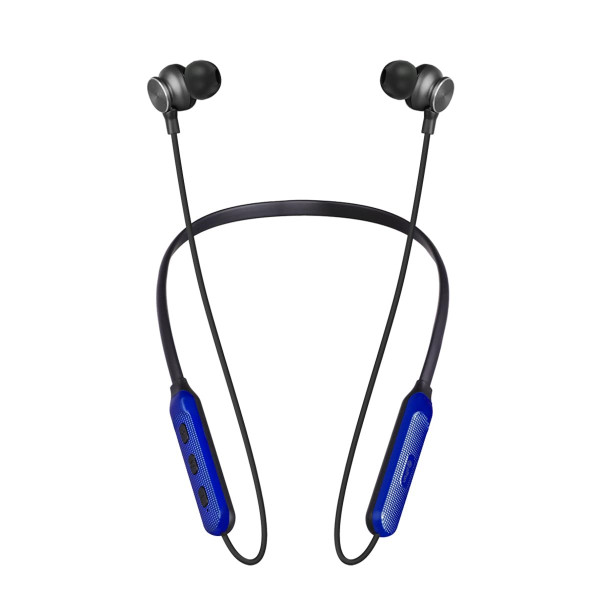 Image of pTron Tangent Duo Made in India Bluetooth 5.2 Wireless in-Ear Headphones with Mic, 24Hrs Playback, 13mm Drivers, Punchy Bass, Fast Charging Neckband, Voice Assist, IPX4 &amp; in-line Controls (Black/Blue)