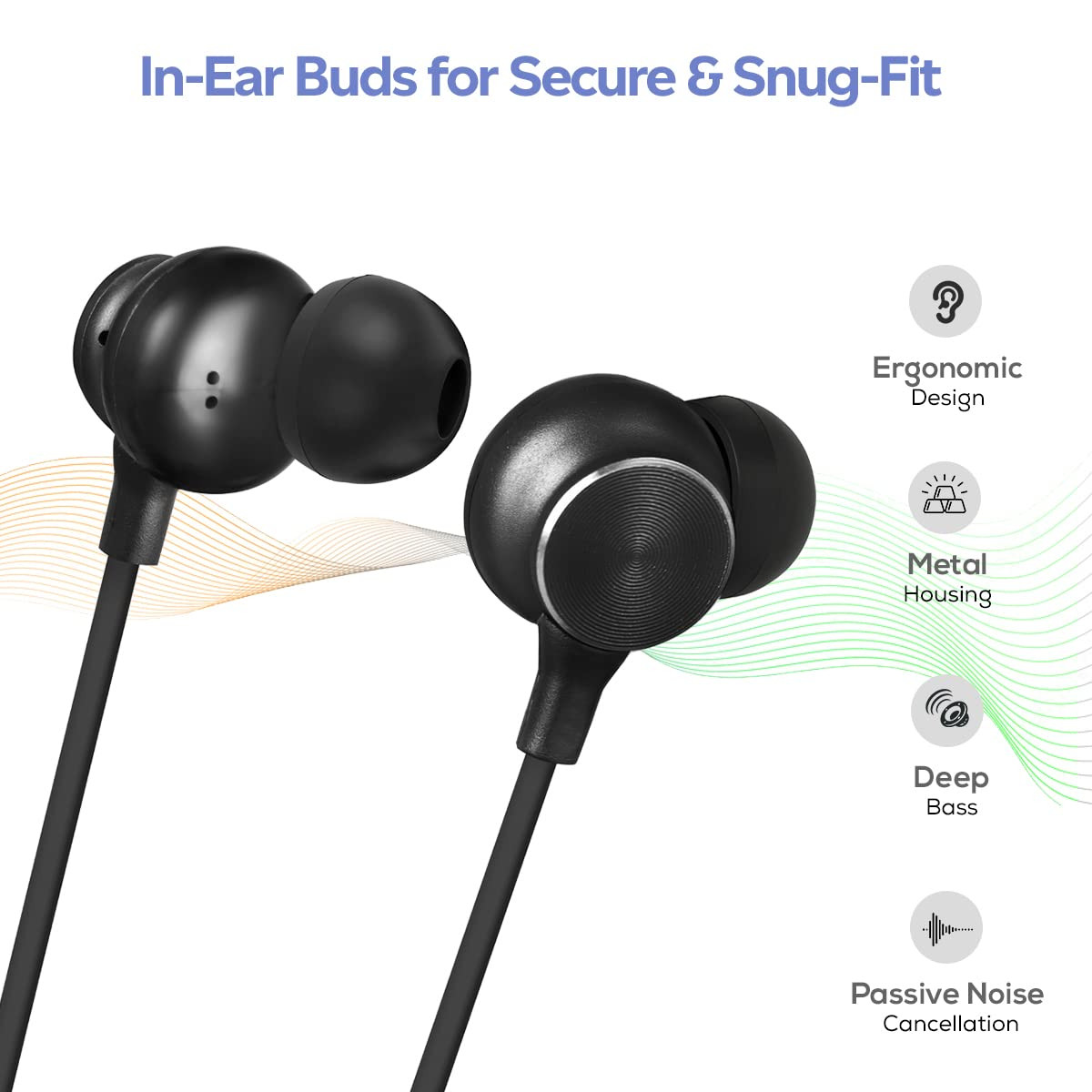 pTron Tangent Duo Made in India Bluetooth 52 Wireless in-Ear Headphones with Mic 24Hrs Playback 13mm Drivers Punchy Bass Fast Charging Neckband Voice Assist IPX4 in-line Controls BlackBlue