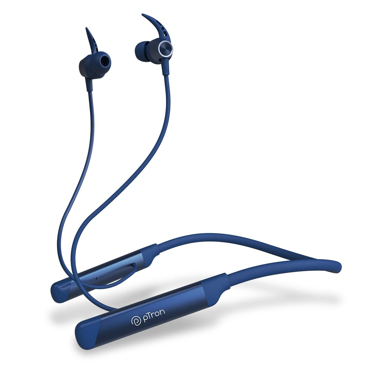 pTron Tangent Sports 60Hrs Playtime ENC BT52 Headphones AptSense 40ms Low Latency Gaming Deep Bass Dual Pairing in-Ear Wireless Earphone HD Mic Type-C Fast Charging Voice Assist Blue