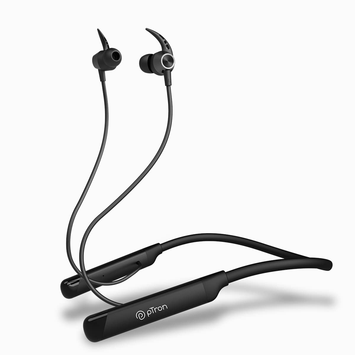 pTron Tangent Sports 60Hrs Playtime ENC Calls BT52 Headphone AptSense 40ms Low Latency Gaming HD Mic Dual Device Pairing in-Ear Wireless Earphone Type-C Fast Charging Voice Assist Black