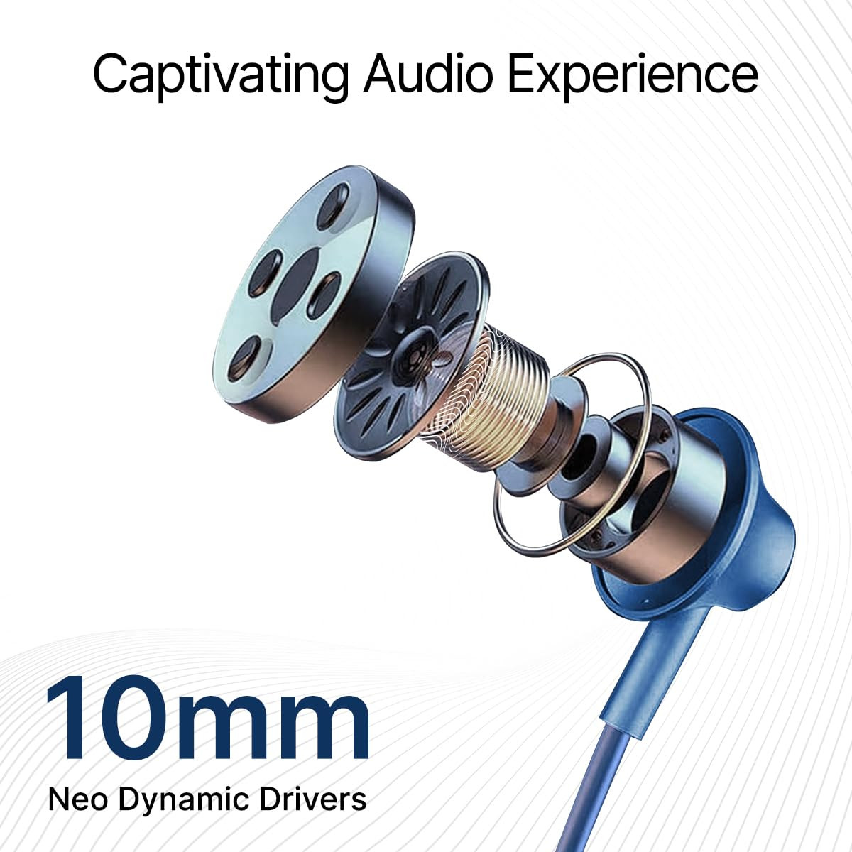 pTron Tangentbeat in Ear Bluetooth Wireless Headphones with Mic Punchy Bass 10mm Drivers Clear Calls Dual Pairing Fast Charging Magnetic Buds Voice Assist IPX4 Wireless Neckband Dark Blue