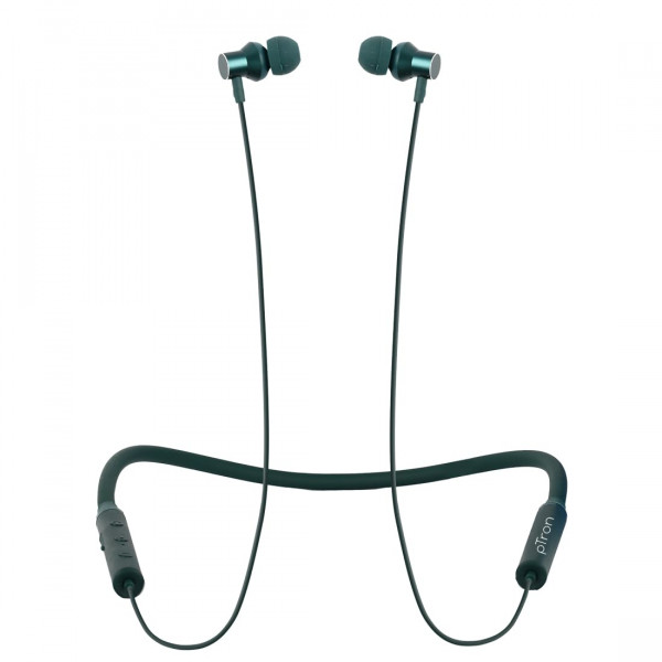 Image of pTron Tangentbeat in-Ear Bluetooth Wireless Headphones with Mic, Punchy Bass, 10mm Drivers, Clear Calls, Dual Pairing, Fast Charging, Magnetic Buds, Voice Assist. &amp; IPX4 Wireless Neckband (Dark Green)