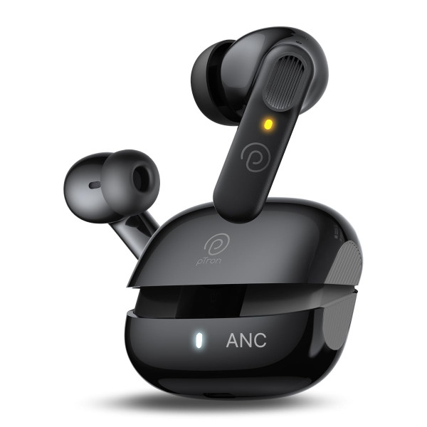 Image of pTron Zenbuds 1 V2 ANC Bluetooth in Ear Earbuds 32Db Quietsound Tech,13Mm Hyperdrivers with 4D Panaromic Audio,4 Quadpro ANC Mics,40Ms Low Latency Game/Music Modes,Bluetooth V5.3(Black)