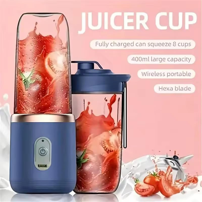 Qlect Portable Blender Electric Juicers Fruit Mixers USB Rechargeable Smoothie Mini Personal Juicer 6 Blades 3Gears With 1500 Mah Rechargeable Battery-Smoothie Blender
