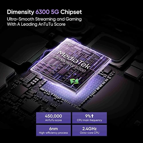realme 13 5G Dark Purple 8GB RAM 256GB Storage Expandable Upto 2TB Up to 18GB Dynamic RAM 50MP AI Dual Camera 672 AMOLED Display 45W Ultra Charging Dimensity 6300 Processor