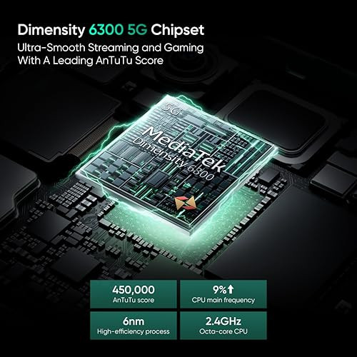 realme 13 5G Speed Green 8GB RAM 128GB Storage  Expandable Upto 2TB  Up to 18GB Dynamic RAM  50MP AI Dual Camera  672 AMOLED Display  45W Ultra Charging  Dimensity 6300 Processor