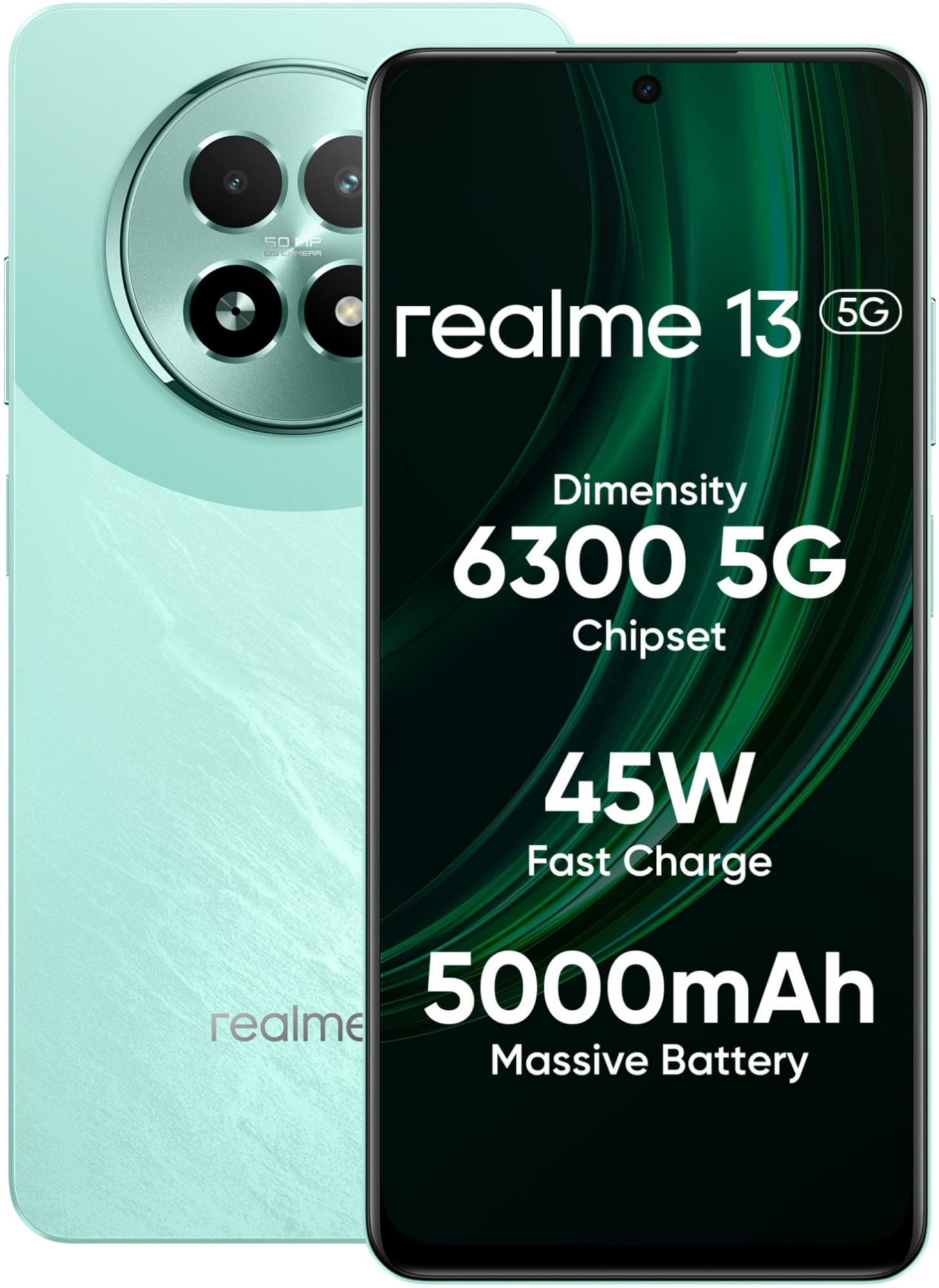 realme 13 5G Speed Green 8GB RAM 256GB Storage Expandable Upto 2TB Up to 18GB Dynamic RAM 50MP AI Dual Camera 672 AMOLED Display 45W Ultra Charging Dimensity 6300 Processor