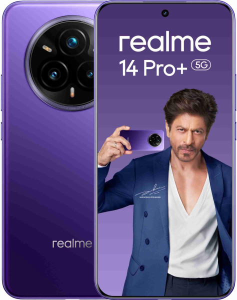 Image of realme 14 Pro+ 5G (Bikaner Purple, 8GB RAM, 256GB Storage)| 6.83" Curved AMOLED Display| 50MP Sony IMX896 OIS + 50MP Periscope Rear Cam |6000mAh Battery | Snapdragon 7s Gen 3 Processor | 80W SUPERVOOC