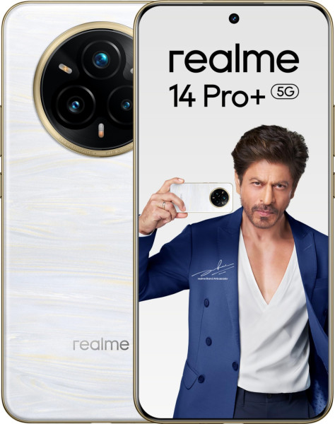 Image of realme 14 Pro+ 5G (Pearl White, 12GB RAM, 512GB Storage) | 6.83" Curved AMOLED Display | 50MP Sony IMX896 OIS + 50MP Periscope