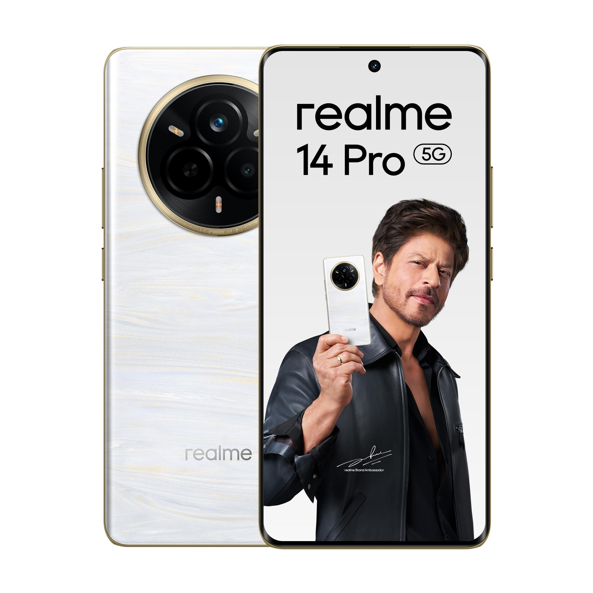 realme 14 Pro 5G Smartphone 8128GB Pearl White 677-inch Curved Screen 120Hz Display 45W SuperVOOC 6000mAh Battery 50MP Camera Dimensity 7300 Energy IP69