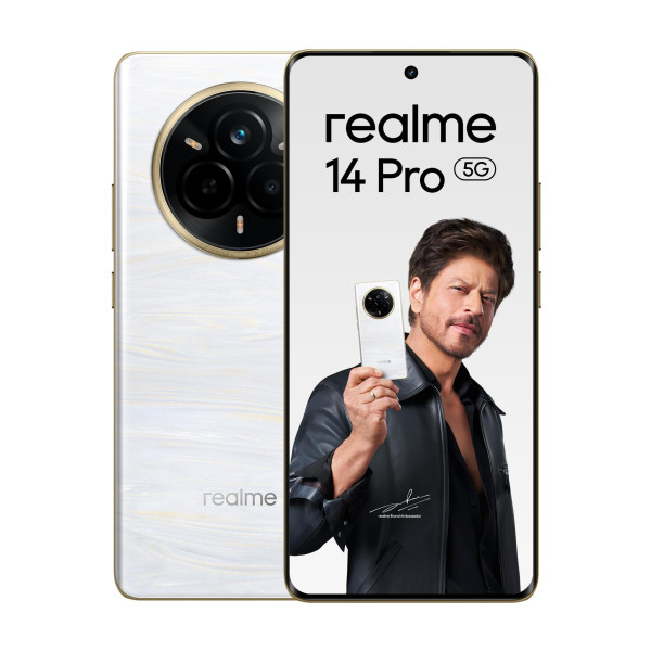 Image of realme 14 Pro 5G Smartphone 8+128GB Pearl White, 6.77-inch Curved Screen, 120Hz Display, 45W SuperVOOC, 6000mAh Battery, 50MP Camera, Dimensity 7300 Energy, IP69