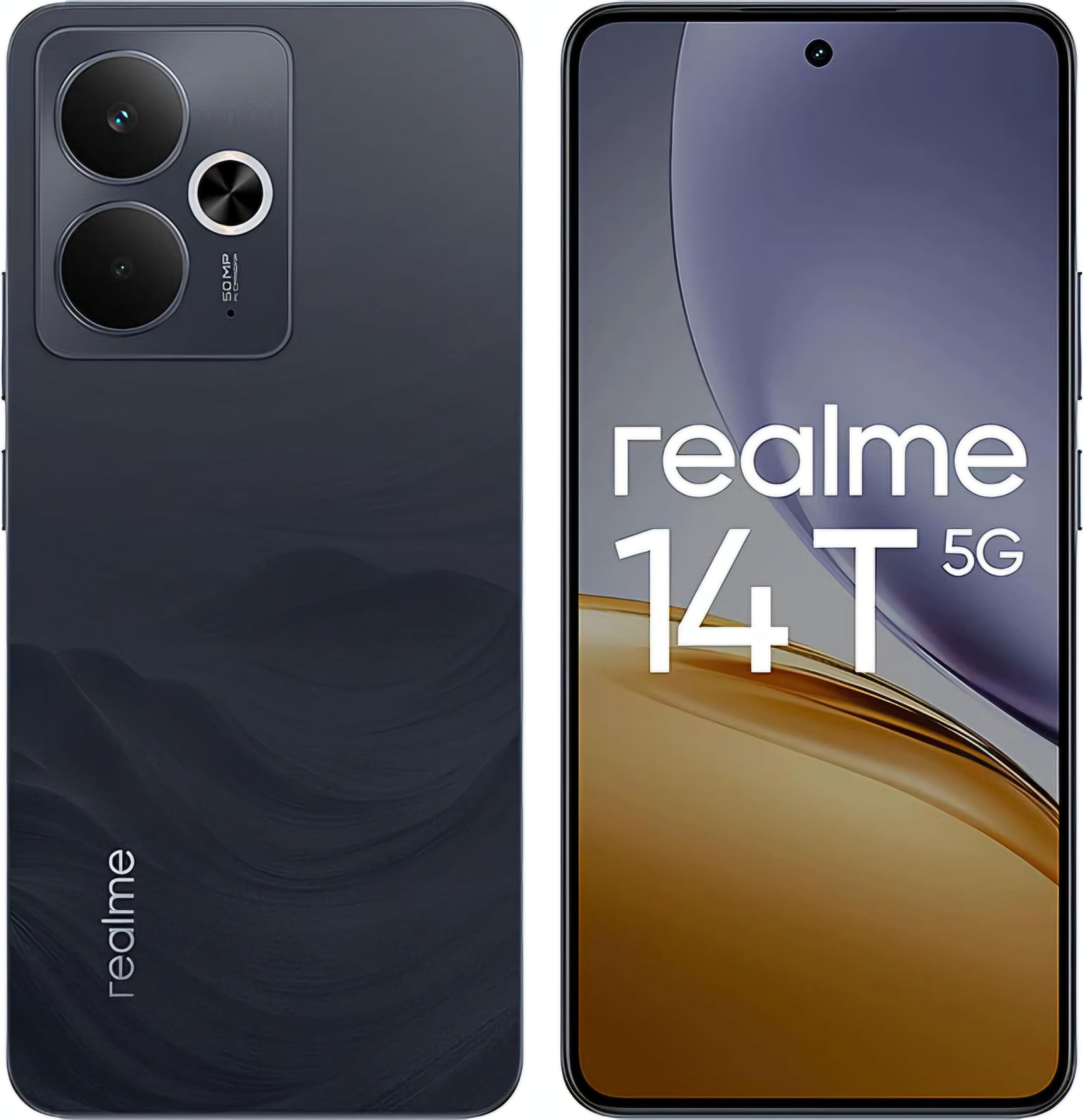 Realme 14T 5G 8GB RAM 128GB ROM Obsidian Black Elegant Colors Luxurious Design Amoled Display IP69 Water Resistance