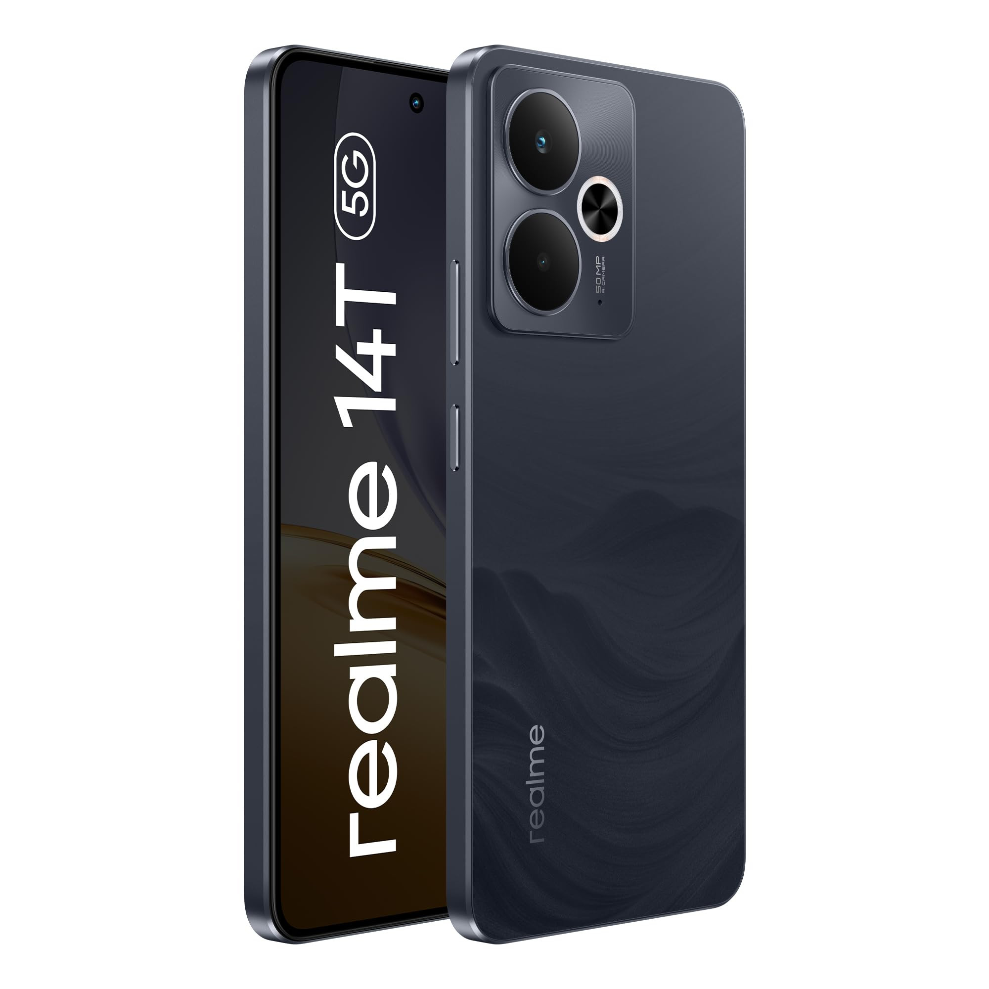 realme 14T 5G Smartphone 8256GB Obsidian Black 667-inch Screen 120Hz Display 6000mAh Battery 68MP Camera MediaTek Dimensity 6300 IP69