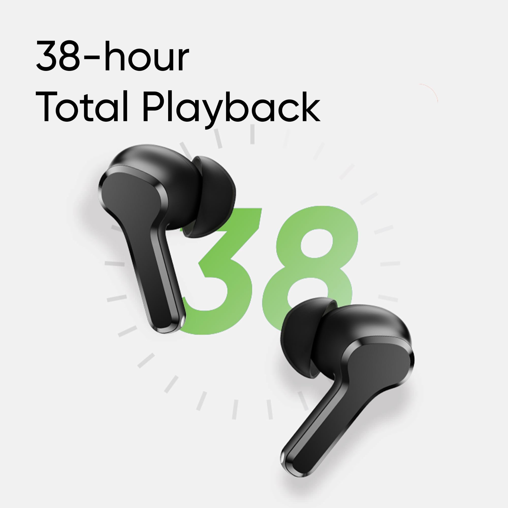 realme Buds T110 Bluetooth Truly Wireless in Ear Earbuds with mic AI ENC for Calls Google Fast Pair 38 Hours Total Playback with Fast Charging and Low Latency Gaming Mode Punk Black