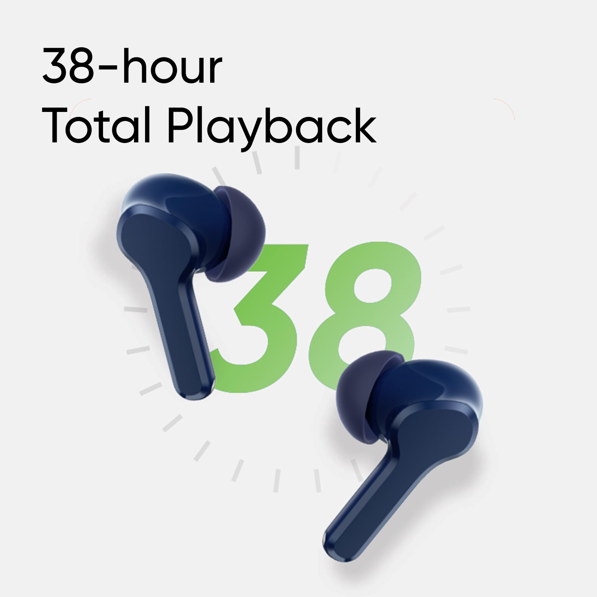 realme Buds T110 Bluetooth Truly Wireless in Ear Earbuds with mic AI ENC for Calls Google Fast Pair 38 Hours Total Playback with Fast Charging and Low Latency Gaming Mode Jazz Blue