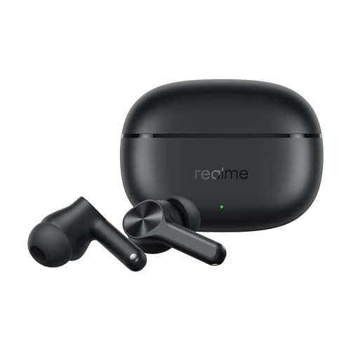 realme Buds T200x True Wireless Earbuds with 124mm Dynamic Bass Drivers 25 dB ANC Quad Mic 45ms Latency Upto 48 Hrs Playback Fast Charge IP55 Rated BT 54 Pure Black