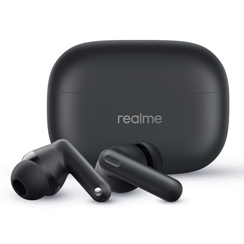 realme Buds T310 True Wireless in-Ear Earbuds with 46dB Hybrid ANC 360 Spatial Audio 124mm Dynamic Bass Driver Upto 40Hrs Battery and Fast Charging Vibrant Black
