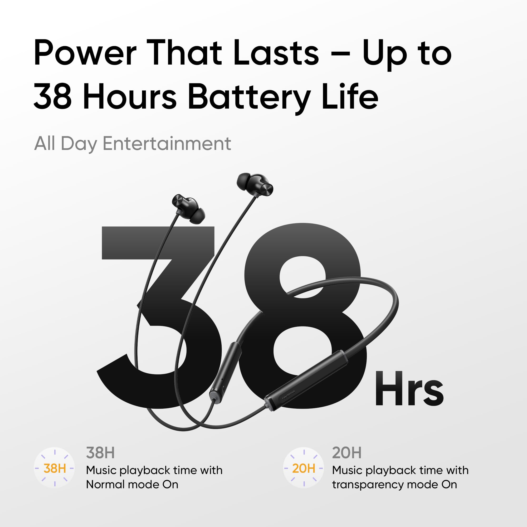 realme Buds Wireless 5 ANC in Ear Bluetooth Headphones50dB ANC 136mm Dynamic Bass Driver360 Spatial Audio45ms Low LatencyUpto 38hrs PlaybackIP55 RatingDual Device Connection Midnight Black