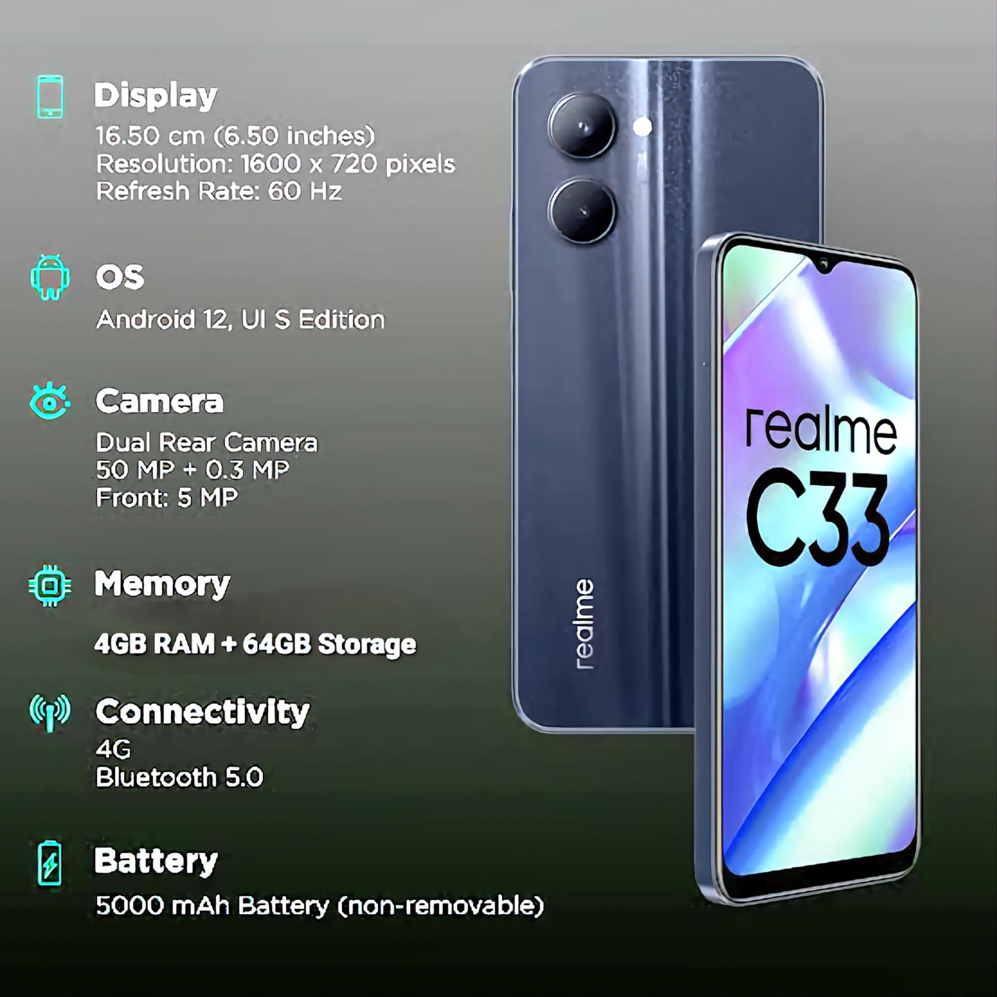 realme C33 Night Sea 3GB RAM 32GB Storage