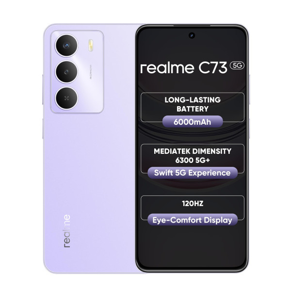 Image of realme C73 5G Smartphone 4+128GB Crystal Purple,6.67-inch Screen, 120Hz Display,6000mAh Battery, 40MP Camera, MediaTek Dimensity 6300 Processor, IP64