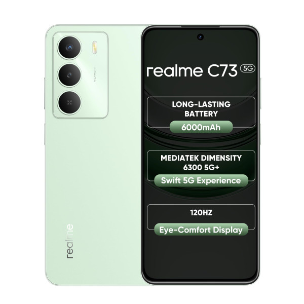 Image of realme C73 5G Smartphone 4+64GB Jade Green, 6.67-inch Screen, 120Hz Display,6000mAh Battery, 40MP Camera, MediaTek Dimensity 6300 Processor, IP64