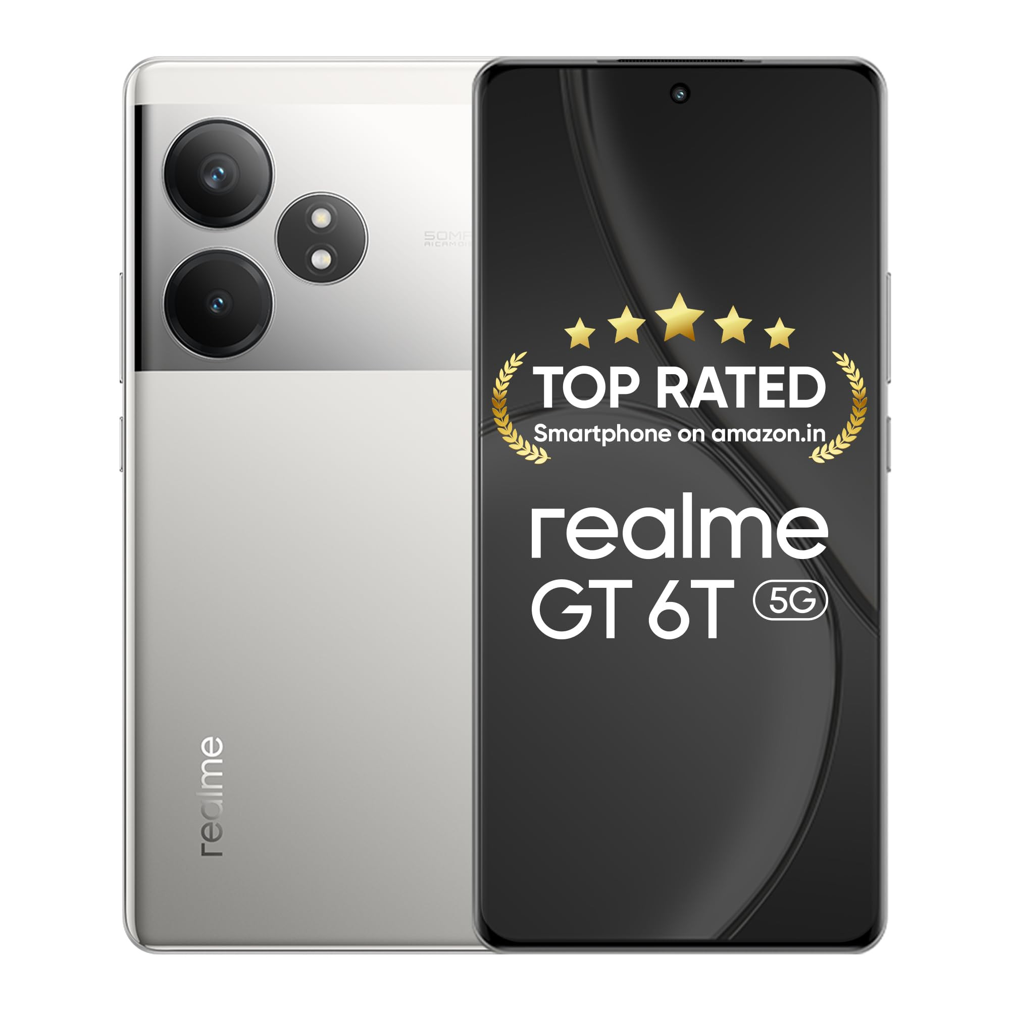 realme GT 6T 5G Fluid Silver8GB RAM128GB Storage Indias 1st 7 Gen 3 Flagship Chipset 15MAnTuTu Score 5500mAh120W The Worlds Brightest Flagship Display