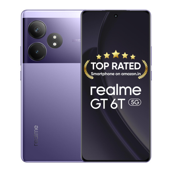 Image of realme GT 6T 5G (Miracle Purple,8GB RAM+256GB Storage) | India's 1st 7+ Gen 3 Flagship Chipset | 1.5M + AnTuTu Score | 5500mAh+120W | The World's Brightest Flagship Display