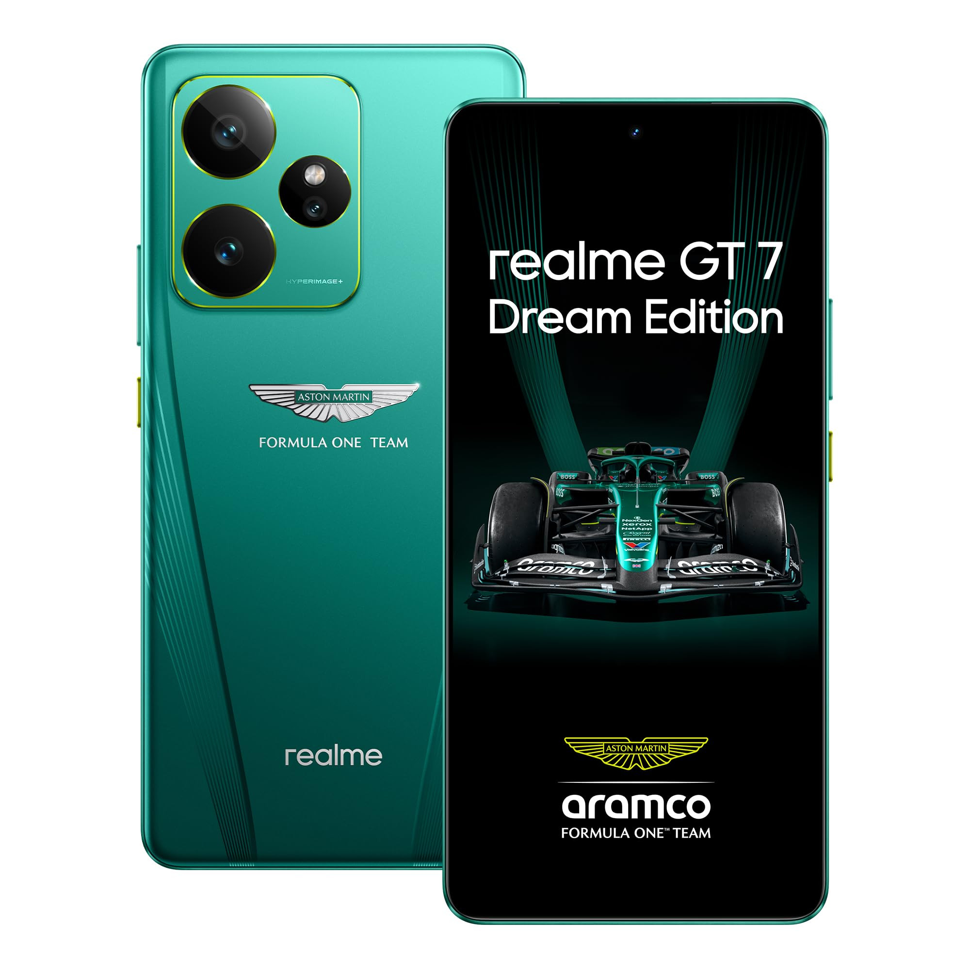 realme GT 7 Dream Edition Aston Martin Green16GB512GB Co-Designed with Aston Martin Aramco F1 Team Indias 1st MTK D9400e Strongest Battery Combo 7000mAh120W AI 4K 120FPS Travel Camera