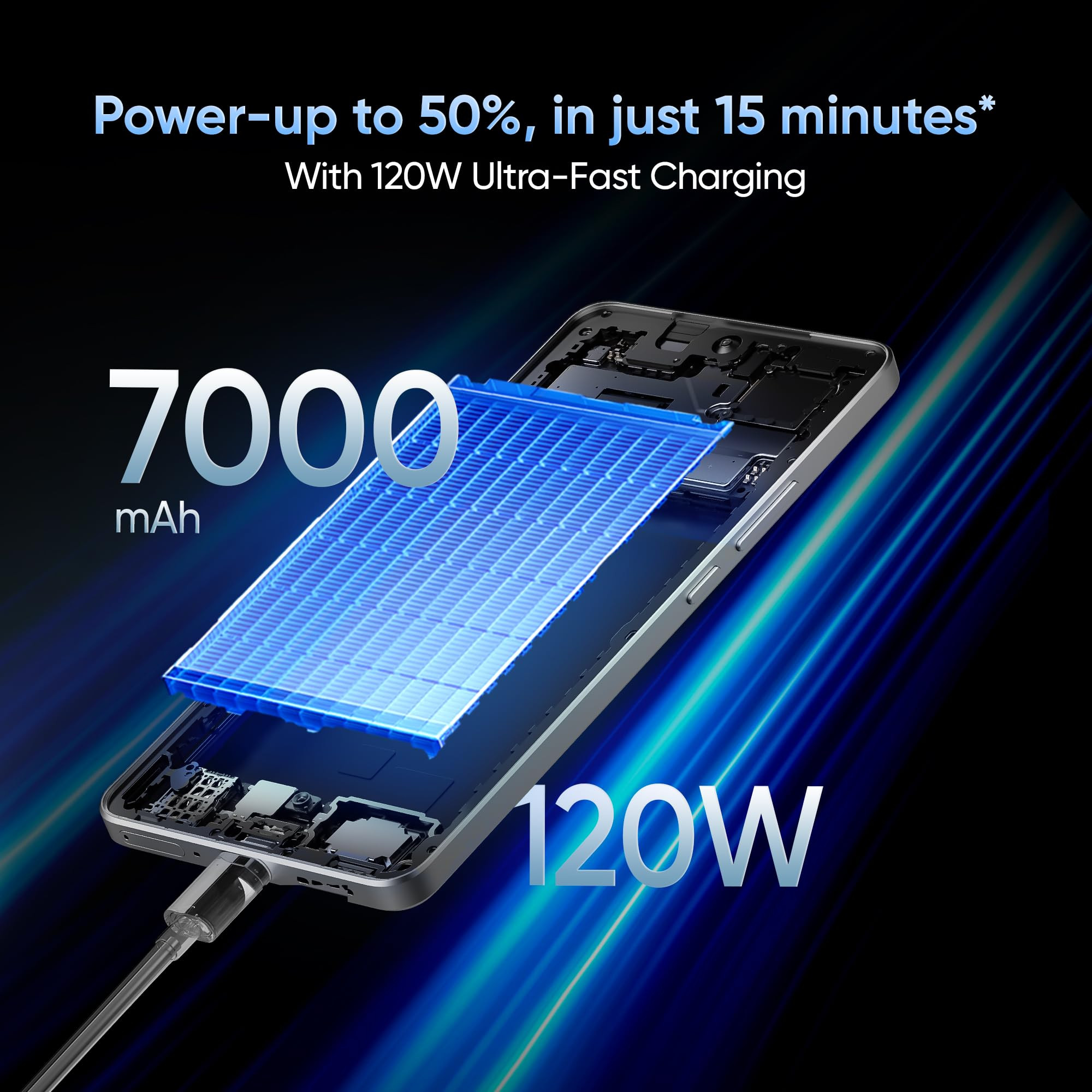 realme GT 7T IceSense Blue8GB256GB MediaTek D8400 MAX Strongest Battery Combo 7000mAh 120W AI 4K 60FPS Travel Camera 360 Cooling IceSense Design with Graphene 6000 nits Display