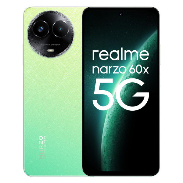 Image of realme narzo 60X 5G (Stellar Green, 4GB, 128GB Storage) Up to 2TB External Memory | 50 MP AI Primary Camera | Segments only 33W Supervooc Charge