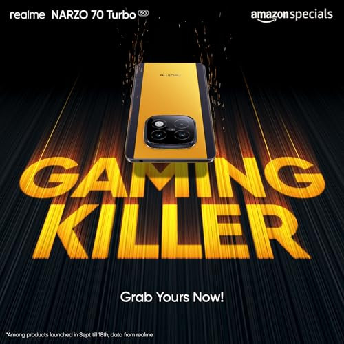 realme NARZO 70 Turbo 5G Turbo Yellow 8GB RAM 128GB Storage Segments Fastest Dimensity 7300 Energy 5G Chipset Motorsports Inspired Design