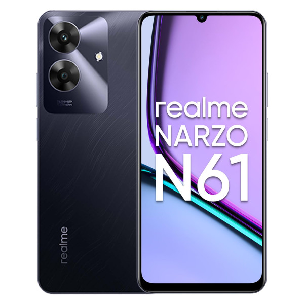 Image of realme NARZO N61 4G Smartphone 6+128GB Black,6.56-inch Screen,90Hz Display,5000mAh Battery, 32MP Camera,UNISOC T612, IP544 Dust &amp; Water Resistant,Bend Resistant Drop Resistant