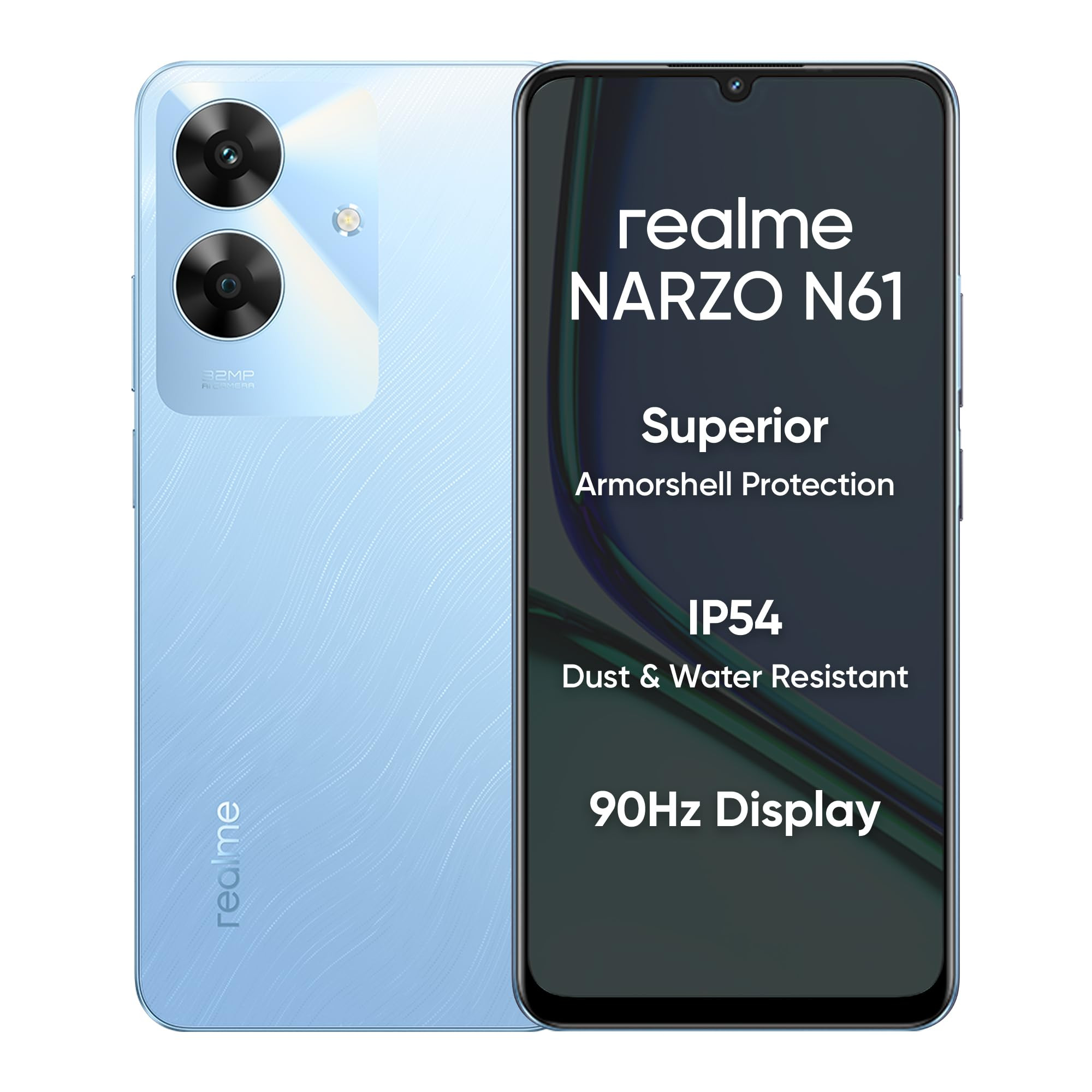 realme NARZO N61 Voyage Blue4GB RAM64GB Storage 90Hz Eye Comfort Display IP54 Dust Water Resistance 48-Month Fluency Charger in The Box