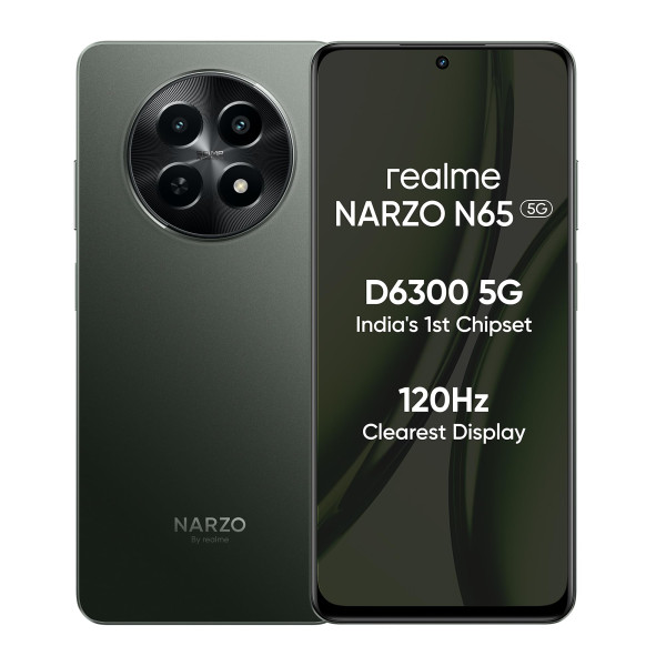 Image of realme NARZO N65 5G (Deep Green 6GB RAM, 128GB Storage) India's 1st D6300 5G Chipset | Ultra Slim Design | 120Hz Eye Comfort Display | 50MP AI Camera| Charger in The Box