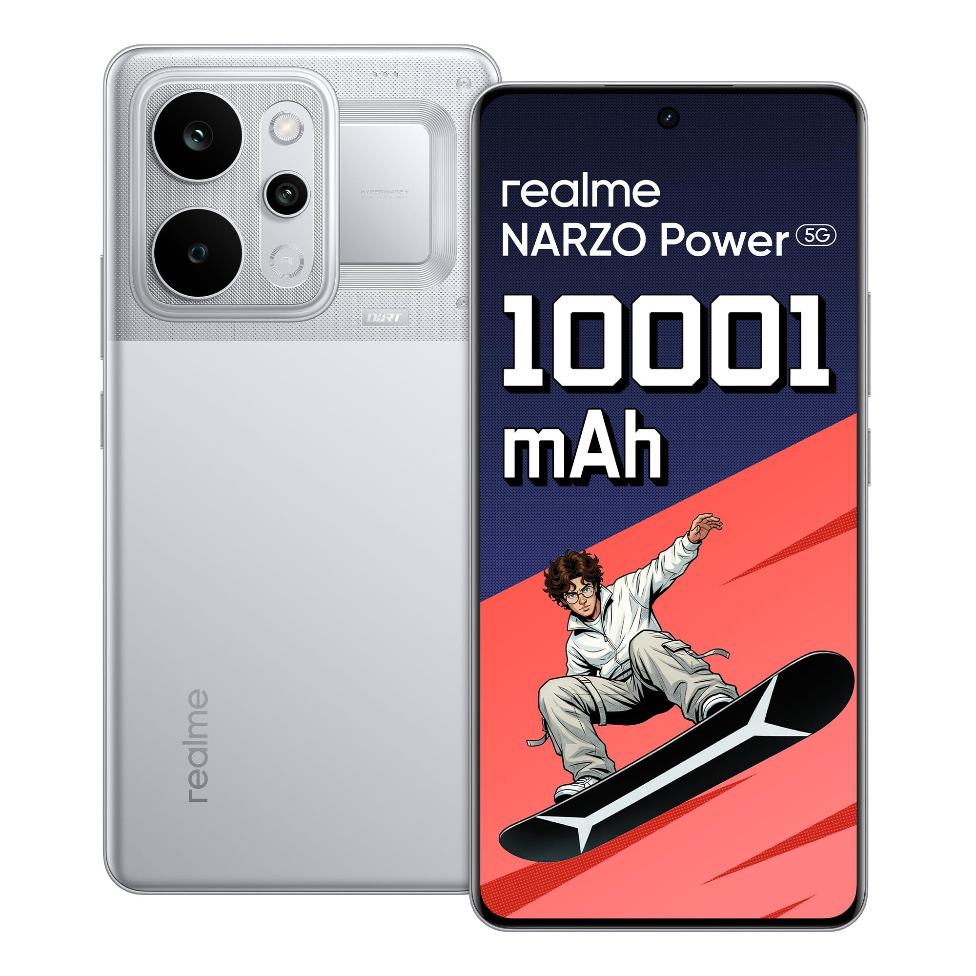 realme NARZO Power 5G Titan Silver8GB256GB 10001mAh Power Stay Unstoppable  144Hz Curved AMOLED Display  Revolutionary Dual-Chip System  50MP Sony OIS Camera