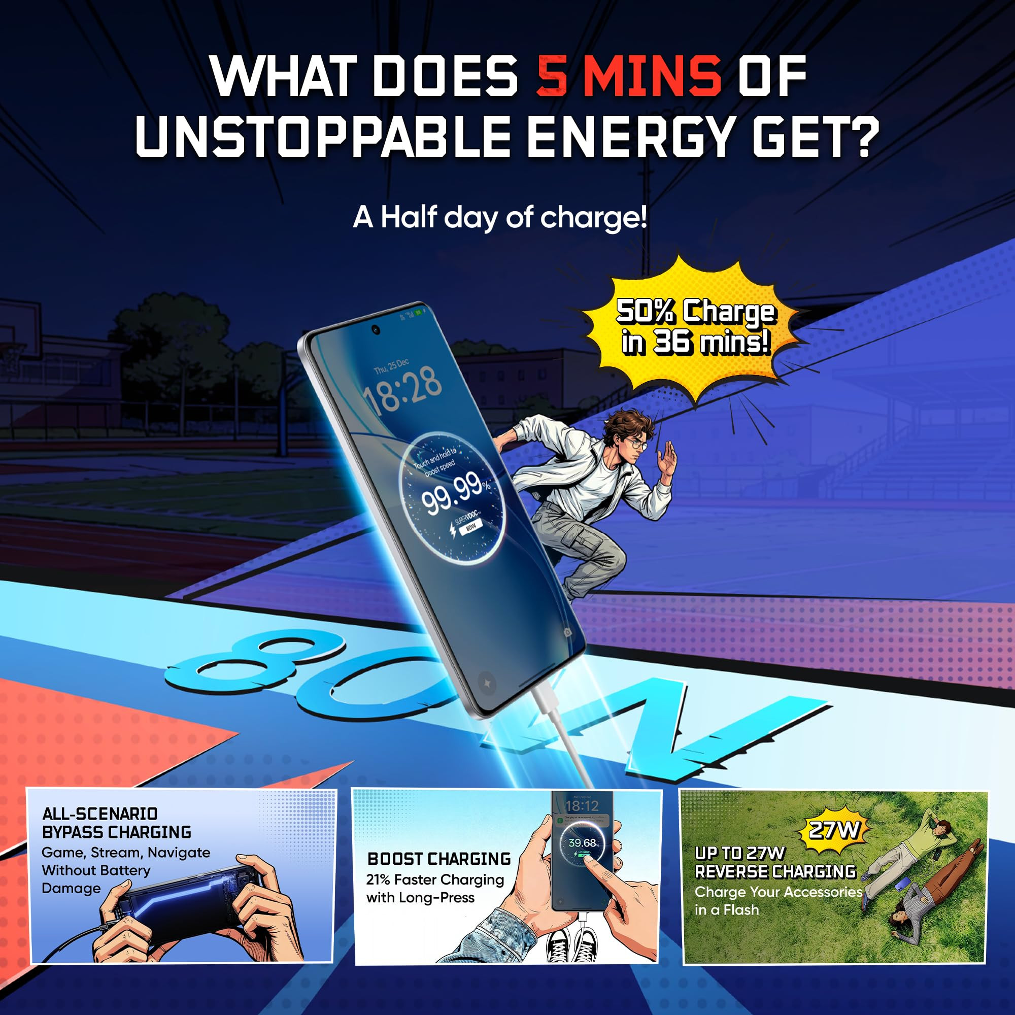 realme NARZO Power 5G Titan Silver8GB256GB 10001mAh Power Stay Unstoppable  144Hz Curved AMOLED Display  Revolutionary Dual-Chip System  50MP Sony OIS Camera
